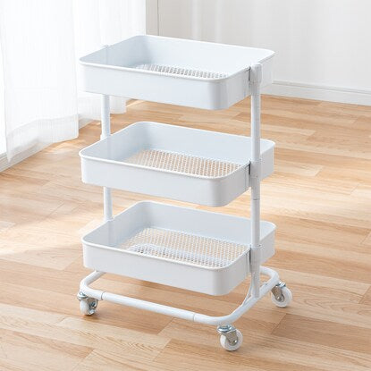 Height-adjustable steel trolley compact (white)