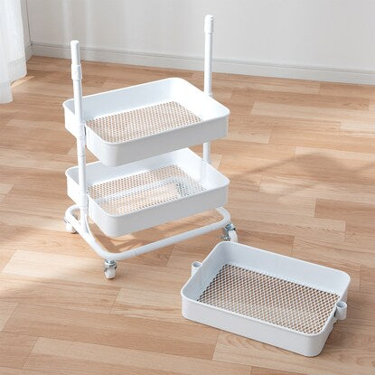 Height-adjustable steel trolley compact (white)