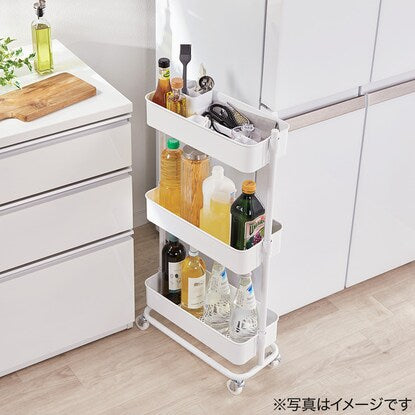 Height-adjustable steel trolley slim (white)