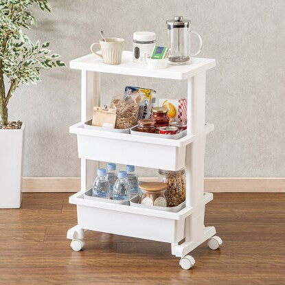 Lightweight and easy to assemble table wagon (3 tiers, white, JW21)