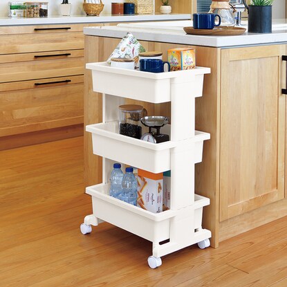 Lightweight and easy to assemble mobile wagon (3 shelves, white JW26)