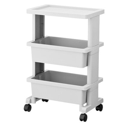 Lightweight and easy to assemble, compact table wagon (3 shelves, light gray, JW34)