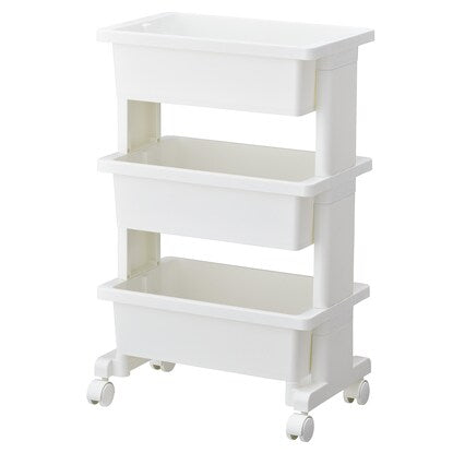 Lightweight and easy to assemble mobile wagon compact (3 shelves, white JW36)