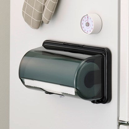 Magnet &amp; Suction Cup Kitchen Paper Holder (Black)