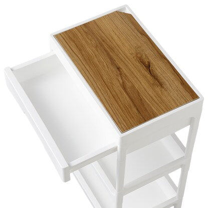 3-tier drawer wagon with wooden lid (white KF83)