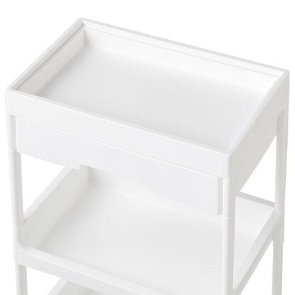 3-tier drawer wagon with wooden lid (white KF83)