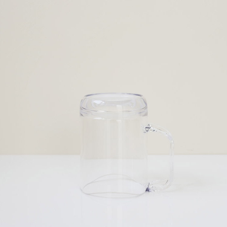 Water-draining stand mug, clear