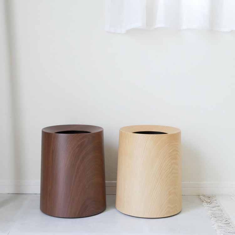TUBELOR HOMME Round Dustbin in Oak Wood
