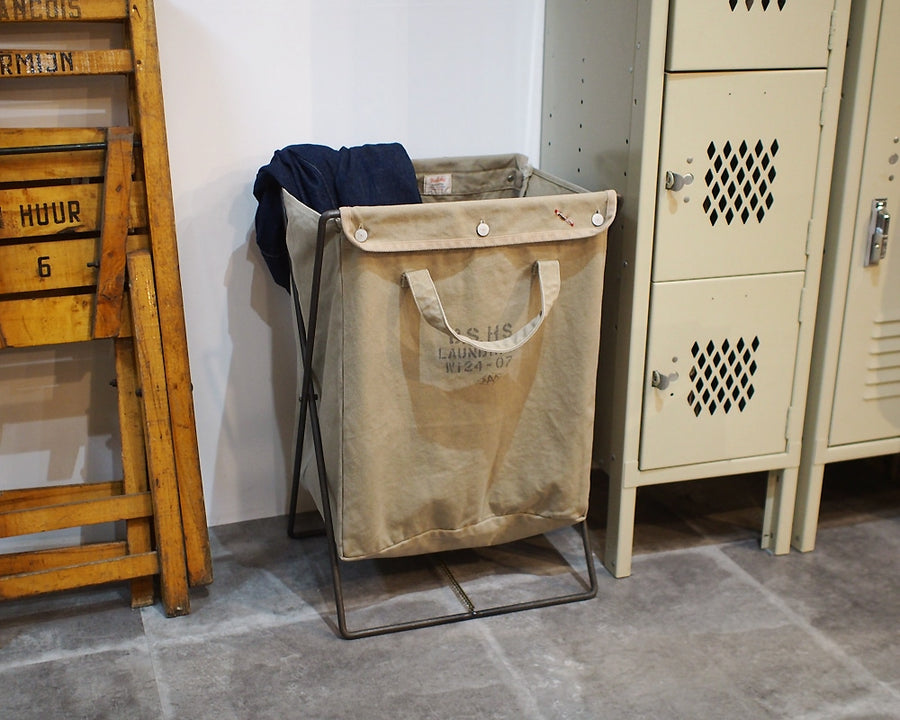 Laundry Bag with Iron Frame Beige ランドリーバッグ フレーム付 ベージュ