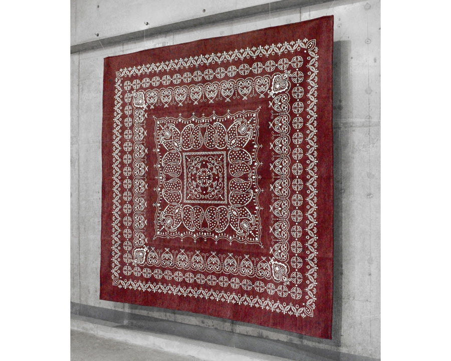 Leaf Bandana Rug Burgundy リーフバンダナラグ バーガンディ 200×200cm