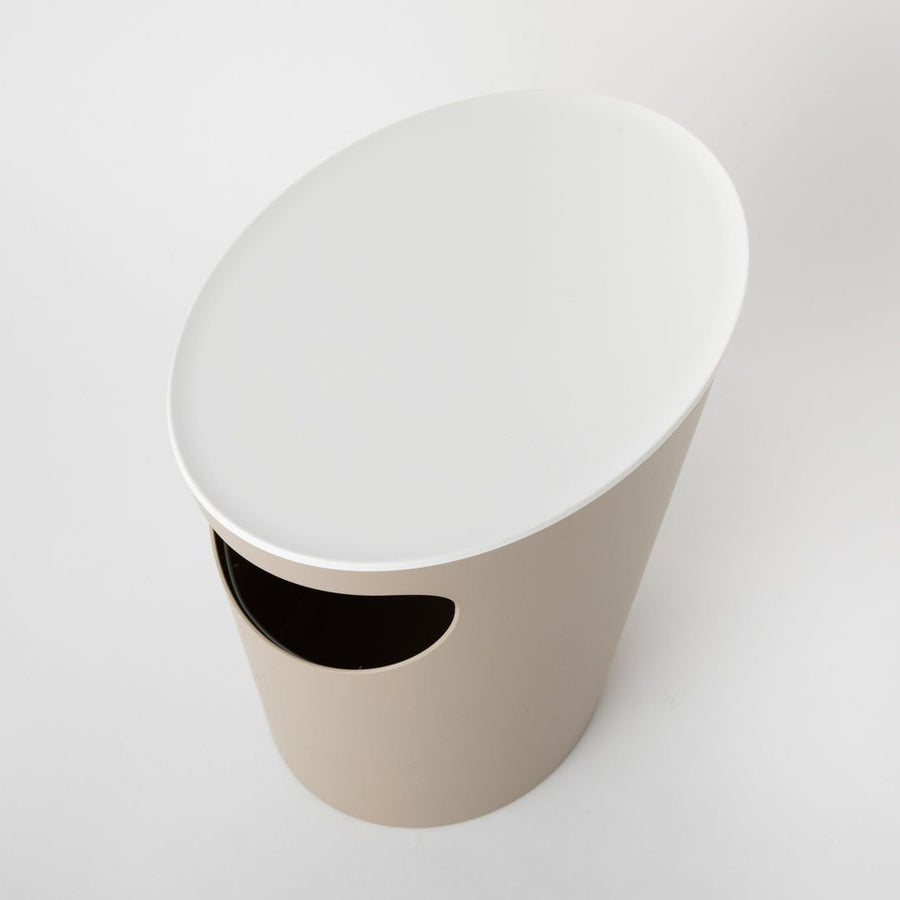 サイドテーブル ベージュ 蓋つき