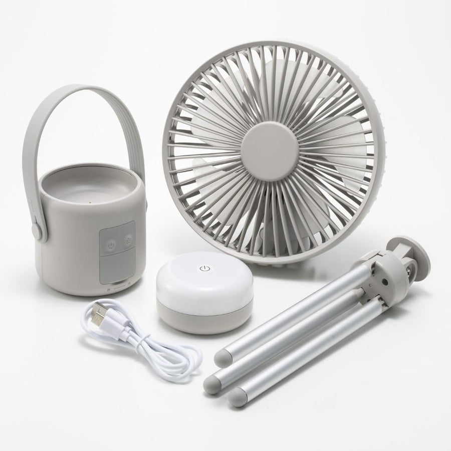 Rechargeable LED Multi-Camping Fan, Greige