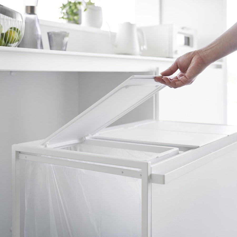 Tower 45L lidded, privacy-protected trash cart with 3 compartments