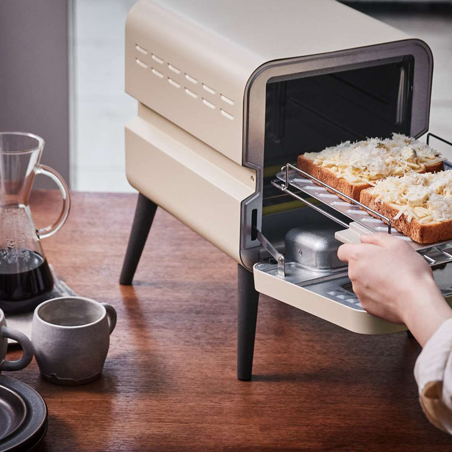 Sliding rack toaster and bread case set