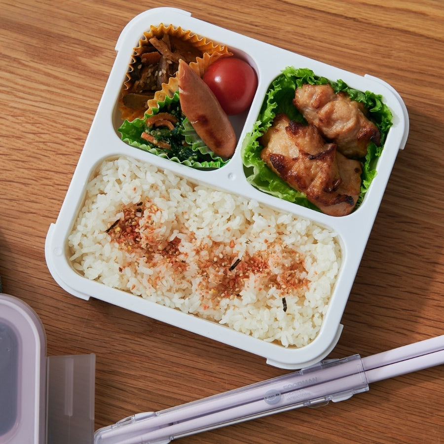 FOODMAN Antibacterial Slim Bento Box (500ml), Case, and Chopsticks (3-Piece Set)