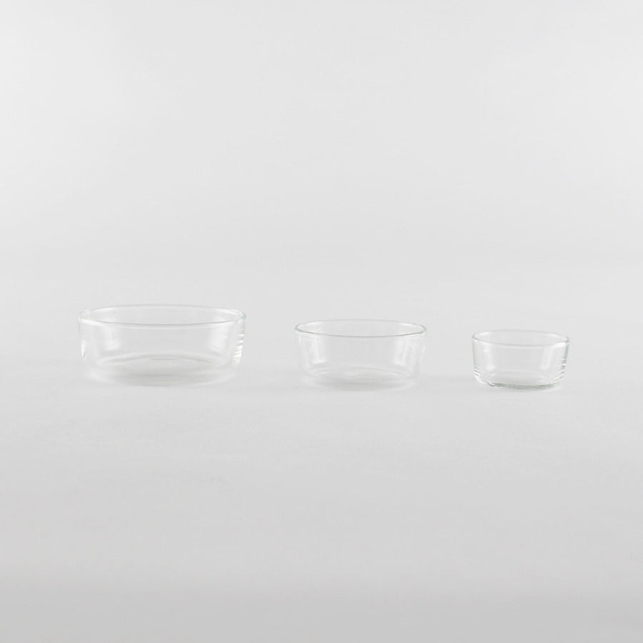 Set of 3 stackable crown glass condiment dishes