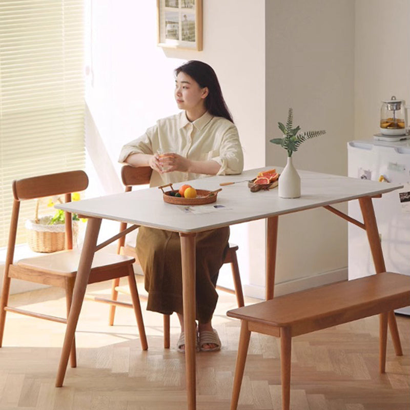 Simple natural cherry wood dining table