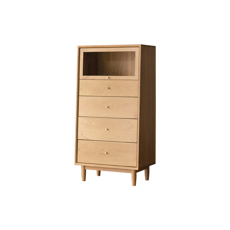 White oak five-drawer chest