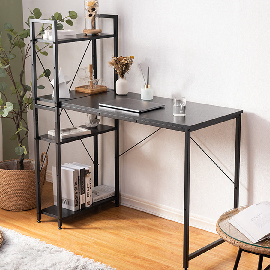 Work desk with wooden shelf