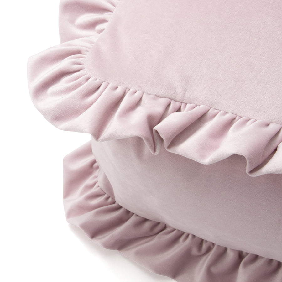 Simple bedding set, ruffle, single, white + cushion futon storage case, pink