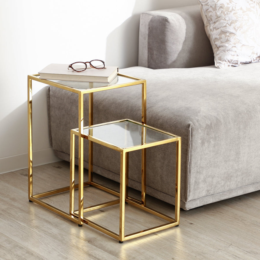レーヌ ネストテーブル S クリア×ゴールド