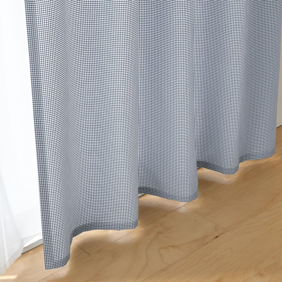 Recycled polyester non-pleated curtains, blue