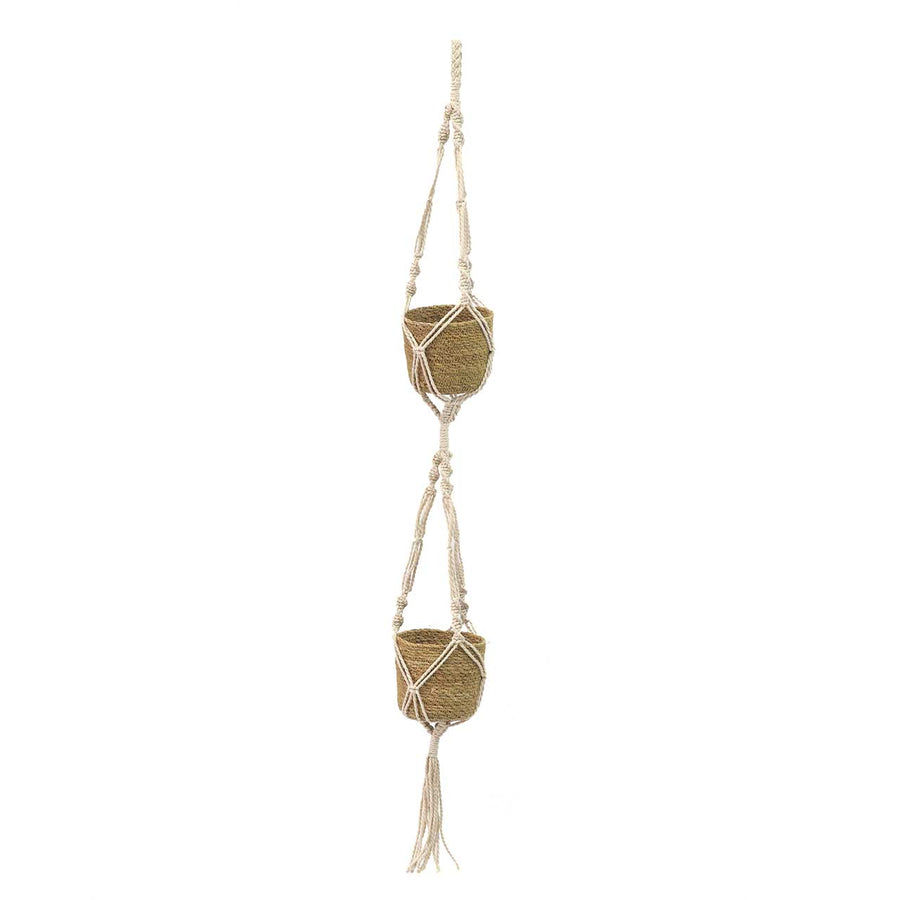 A LIFE WITH THEM Macrame Hanging Pot, 2 Pieces