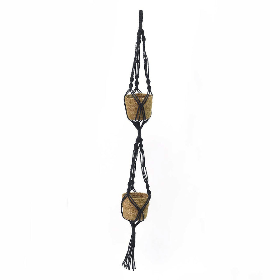 A LIFE WITH THEM Macrame Hanging Pot, 2 Pieces