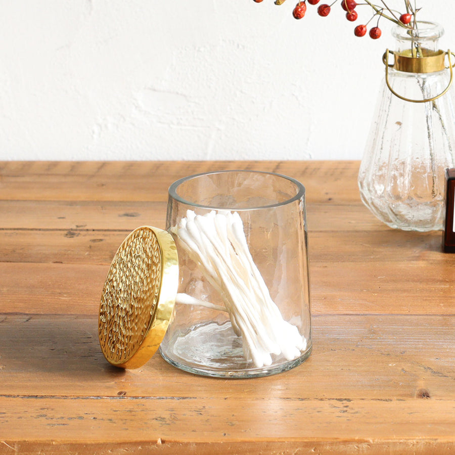 in bloom brass and glass canister High
