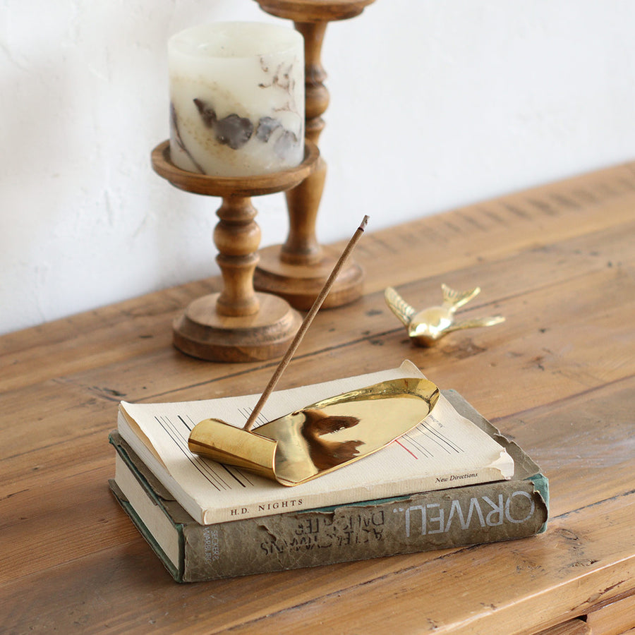 in bloom brass incense stand