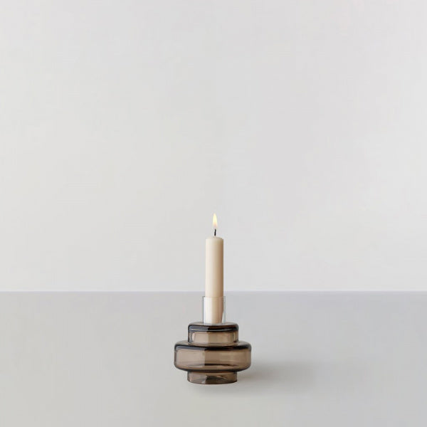 Glass candlestick no.54 sepia brown