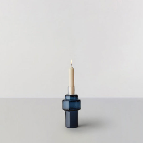 Glass Candlestick No. 55 Indigo Blue