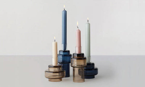 Glass Candlestick No. 55 Indigo Blue