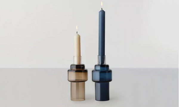 Glass Candlestick No. 55 Indigo Blue