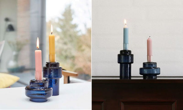 Glass Candlestick No. 55 Indigo Blue