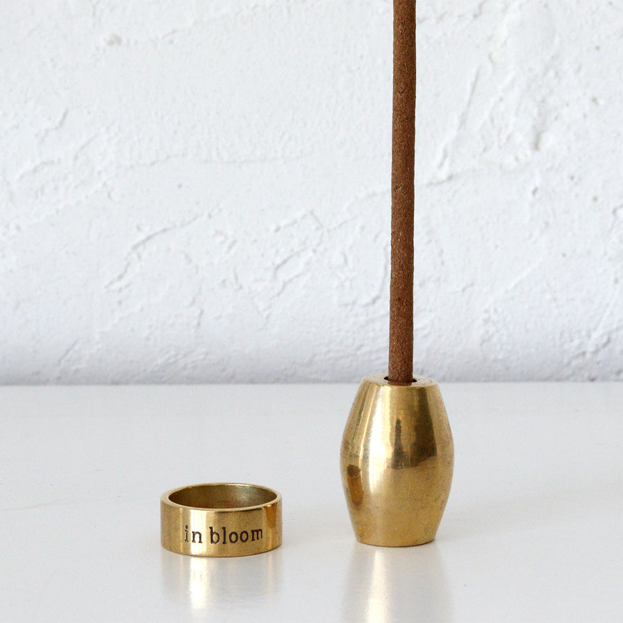 in bloom brass incense holder