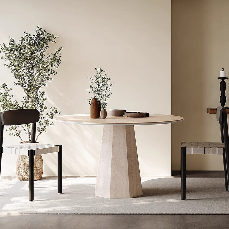 Scandinavian style travertine dining table