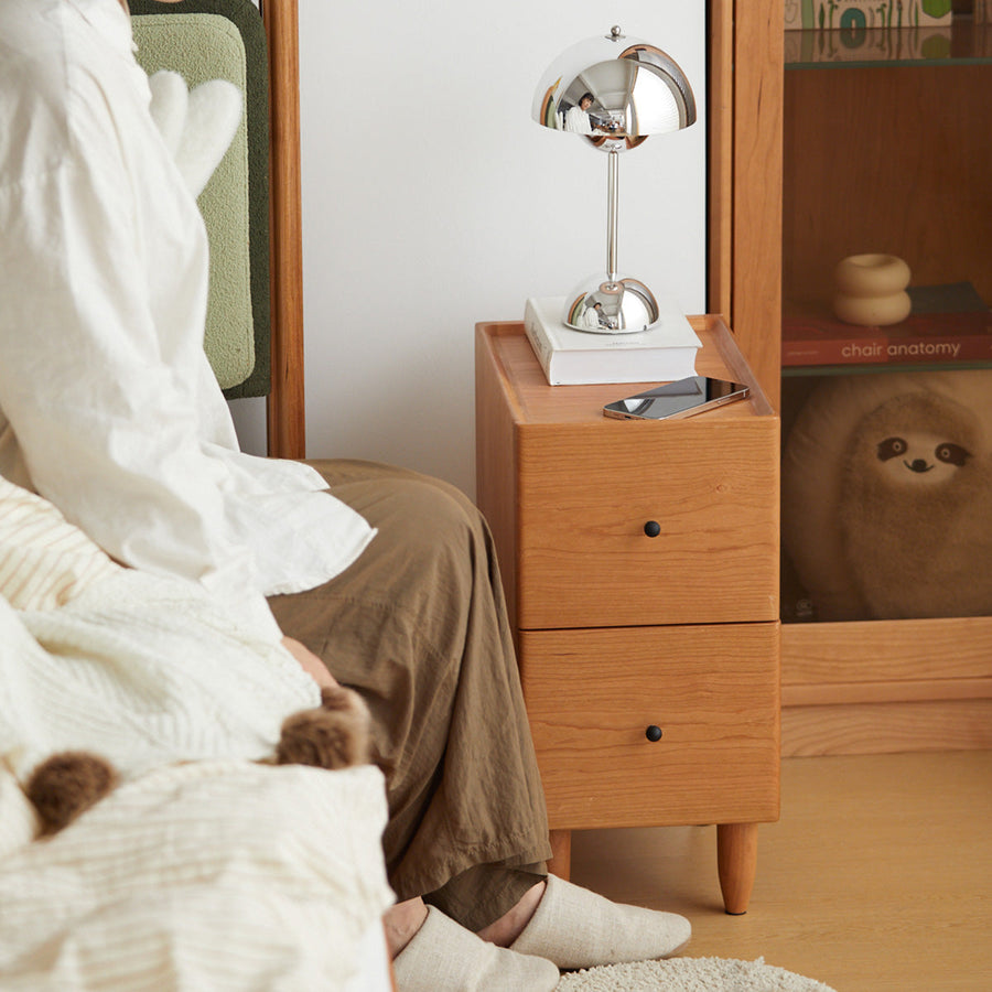 Cherry Wood Slim Night Table