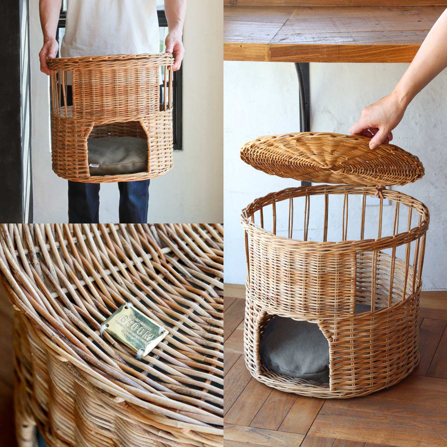 CAT HOUSE with LID BY THE AROROG ねこハウス ふた付き