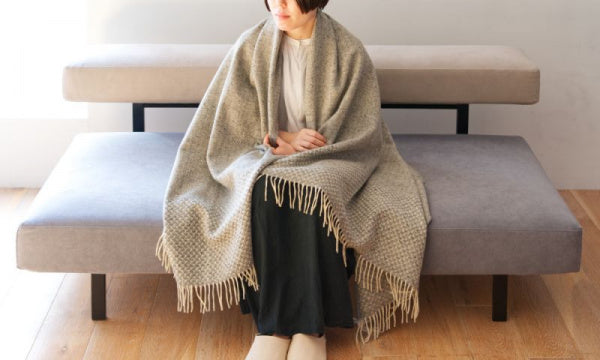 ウールブランケット 130×180cm スワロークラウド ミックスライトグレー