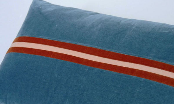 ベルベットクッション ハーロウ 40×60cm マザリン×バーオレンジ×プラスター