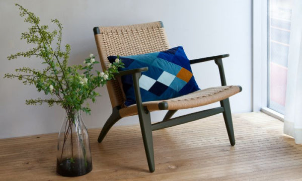 ベルベットクッション エマ 40×70cm ブルー