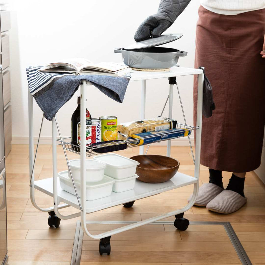 FOLDING TROLLEY SILVER ホワイト