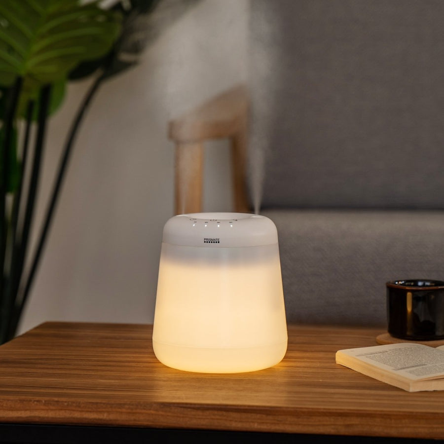 Cordless top-fill humidifier with dual mist function that prevents water spills even if it falls over