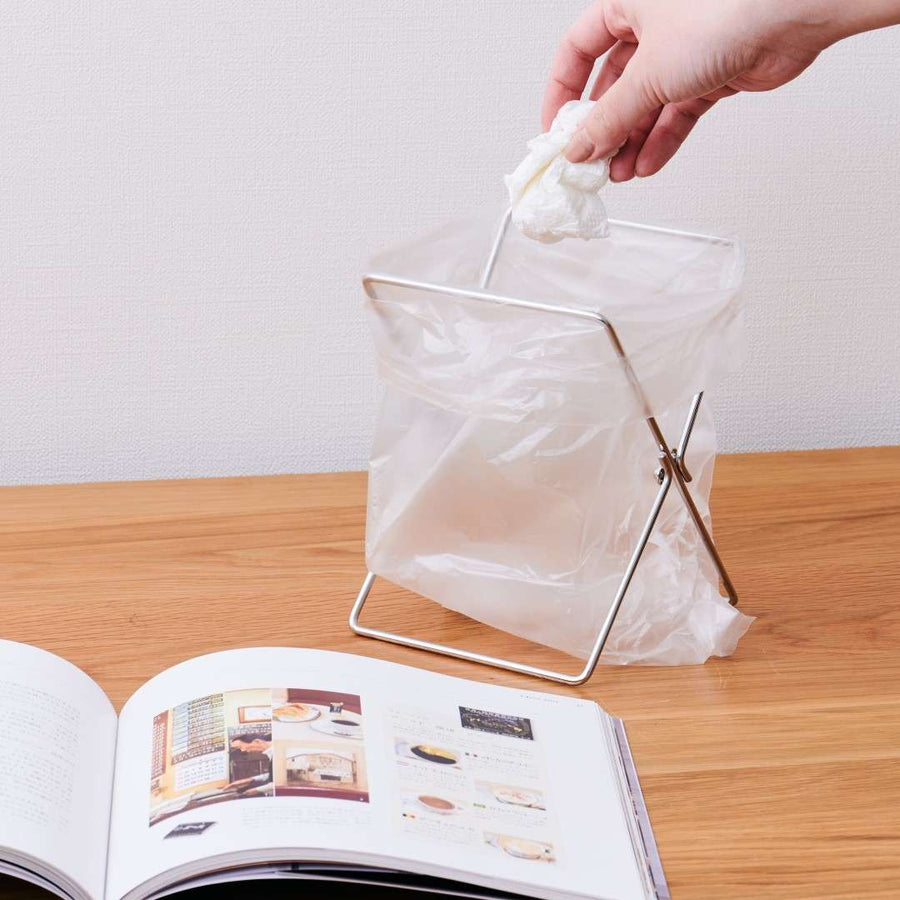 Openable plastic bag stand