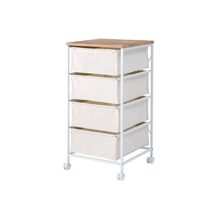 キャンバスチェスト 4段 ホワイト