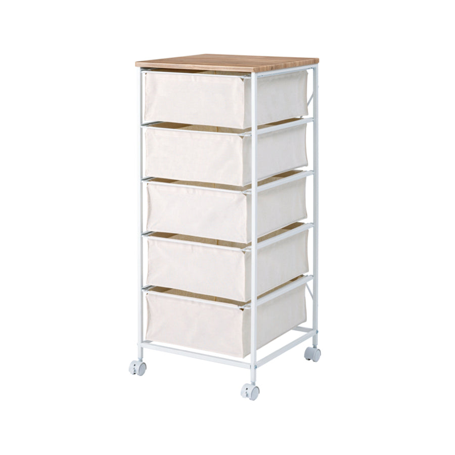 キャンバスチェスト 5段 ホワイト