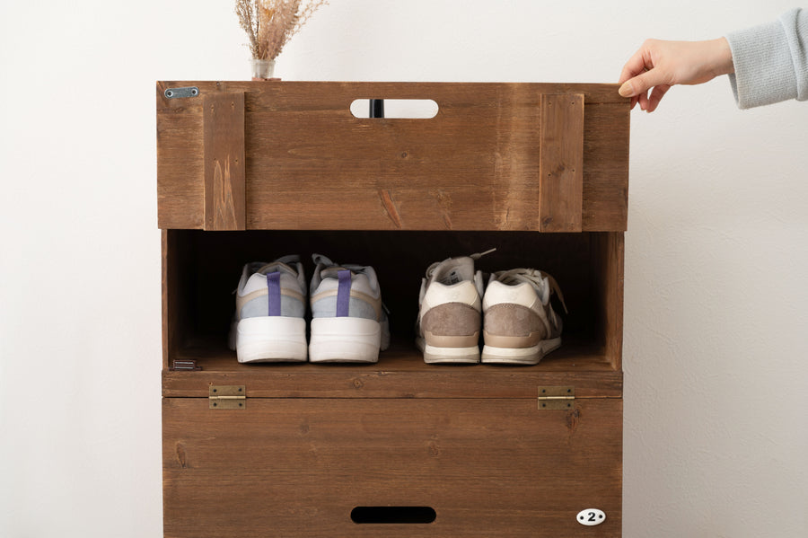 シューズラック ワイド ブラウン