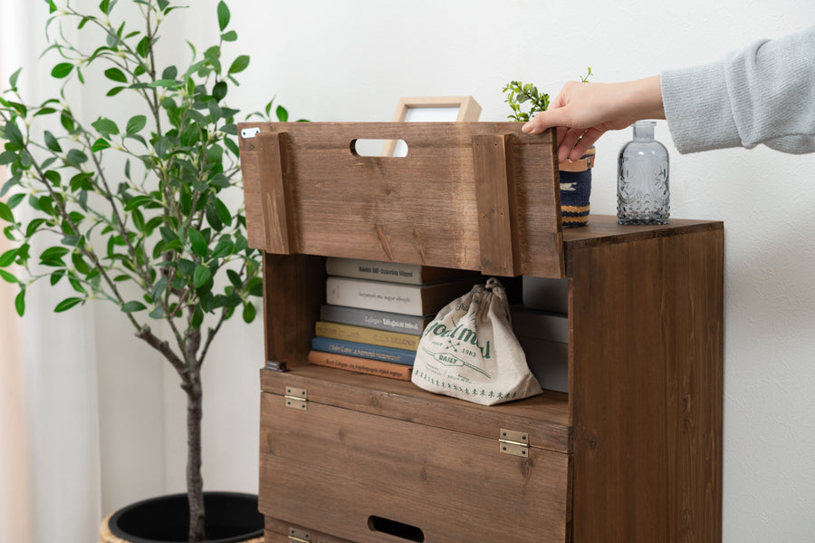 シューズラック ワイド ブラウン