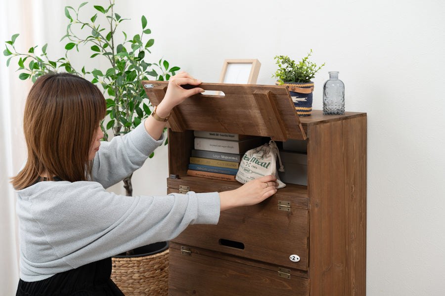 シューズラック ワイド ブラウン